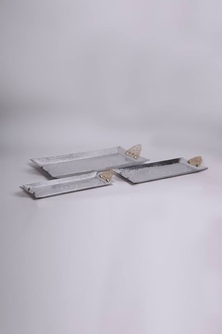 Metal tray with handle golden