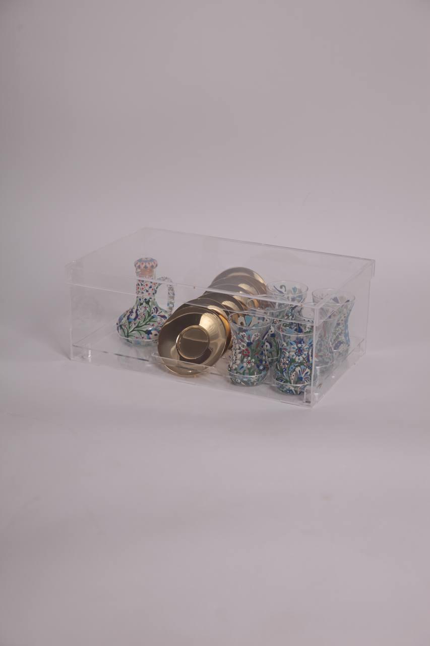 coloured Tea Cups With Golden Tea Pots 6pcs