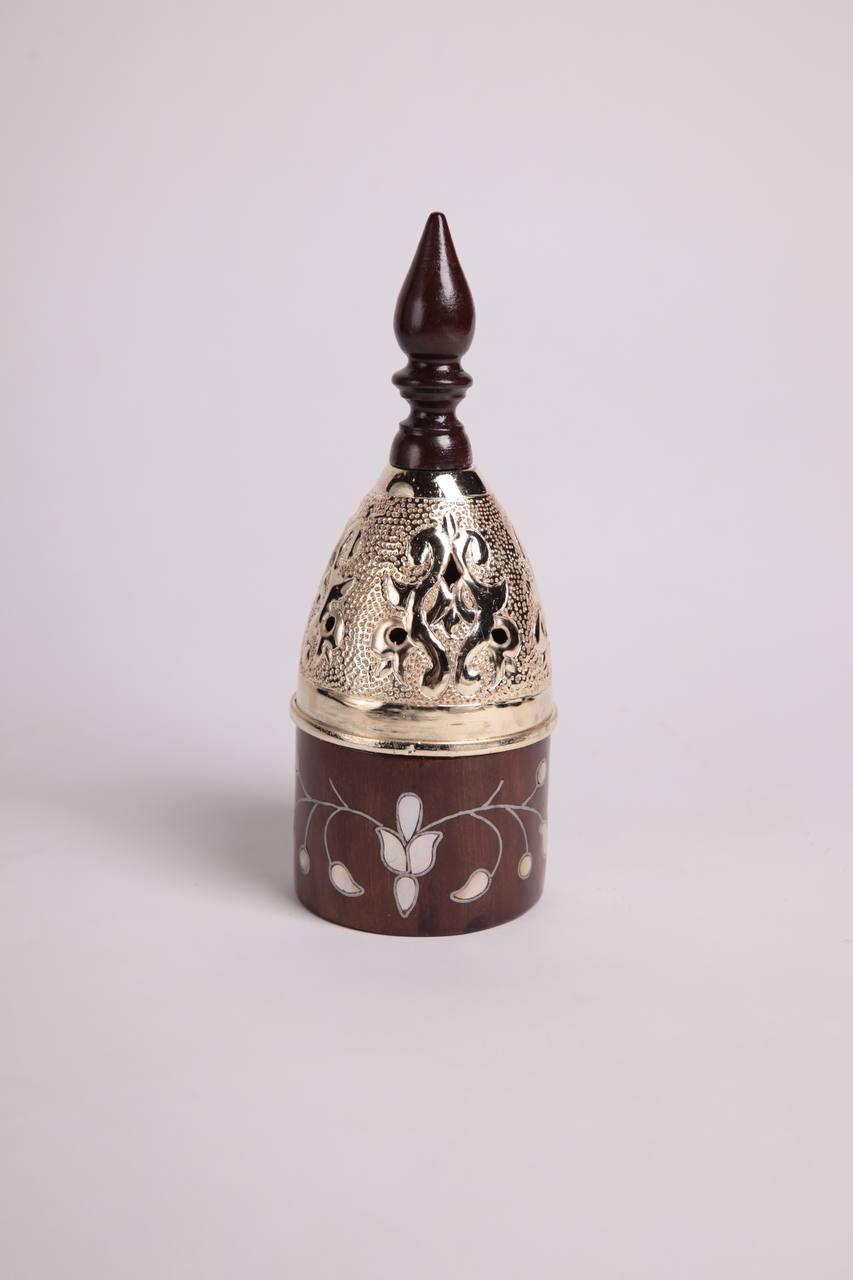 Msadaf Wooden Incense Burner Cone Shape With Golden Cover
