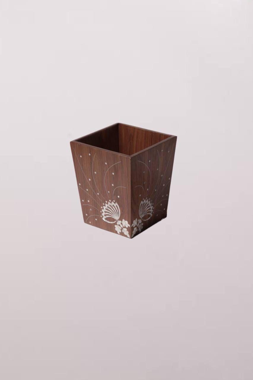 Trash Bin Wood Msadaf Pattern : Butterfly Design