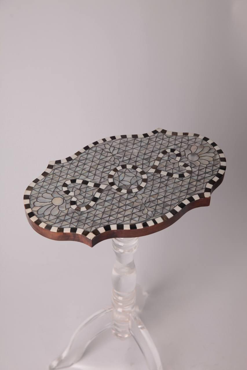 Msadaf Wooden Table Acrylic Legs