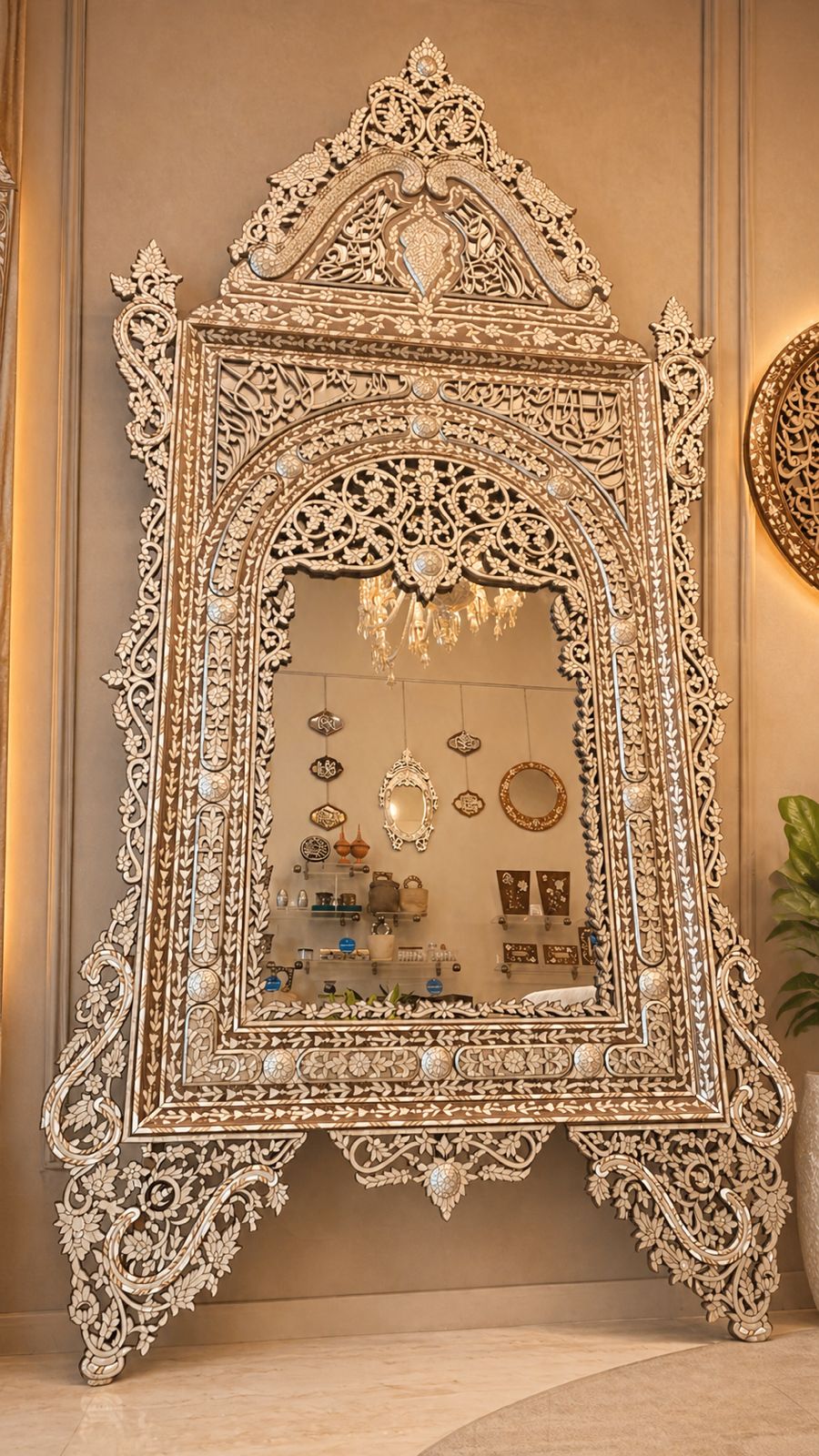 Msadaf Wooden Mirror