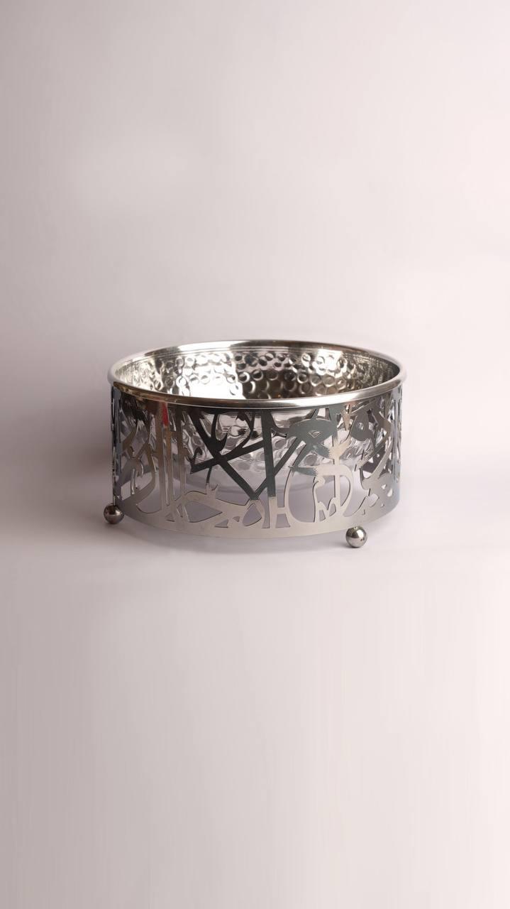 Metal Round Art Tray Silver