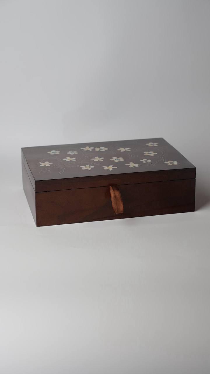 Rectangular Wooden Msadaf Box ( Flower Pattern )
