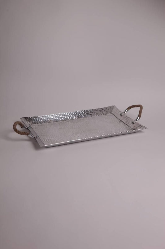 Rectangular metal serving tray