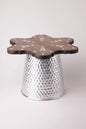 msadaf wooden tray with fancy metal stand