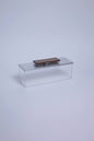 rectangular plixiglass box with silver cover size: big