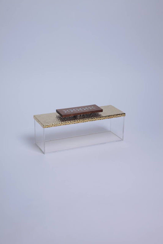 rectangular plixiglass box with golden cover size: big
