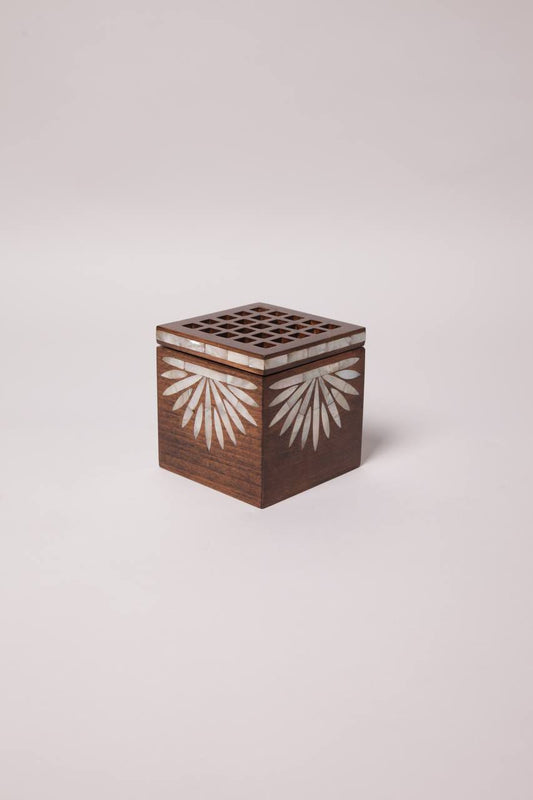 Cube msadaf wooden incense burners with holes on the top