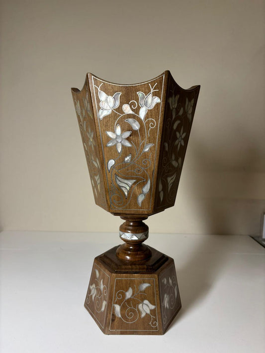 hexagonal msadaf wooden incense burner