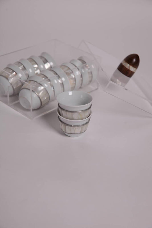 coffee cups set with msadaf line pattern - with plixiglass box