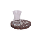 Tea glasses with oval msadaf wooden base. pattern partial tulip