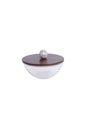 Round Glass Bowle Msadaf wooden Top Cover Handle White Ball