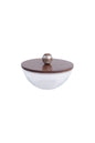Round Glass Bowle Msadaf wooden Top Cover Handle Brown Ball