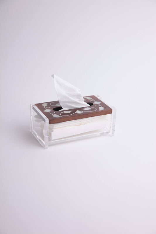 Tissue box acrylic pattern: Msadaf top flower( Small) Dark brown