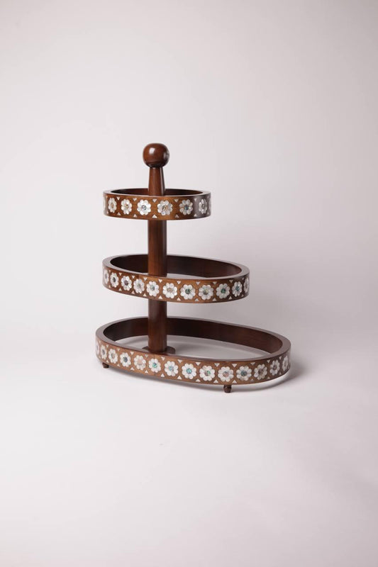 Msadaf wooden multi levels trays with plixiglass base