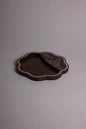wooden tray. shape: flower