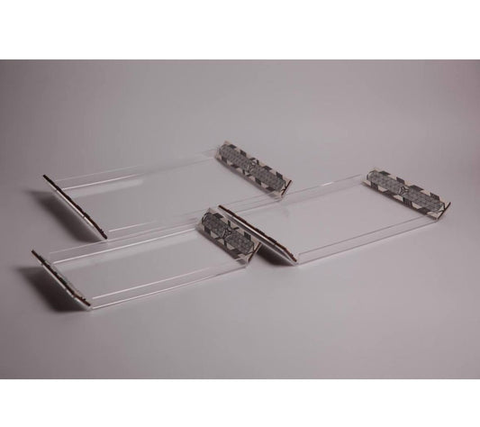 "Set of Plixiglass Trays Holder Msadaf wood