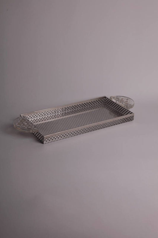 rectangular metal tray with half plixiglass with yellow stars holder