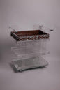 Msadaf Plexiglass Trolly and Dark Wooden Tray With Waves Pattern Of Mother Of Pearl ( Holder On The Top )