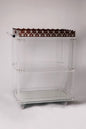 Msadaf Plexiglass Trolly and Dark Wooden Tray With  Pattern Of Mother Of Pearl ( Holder On The Top
