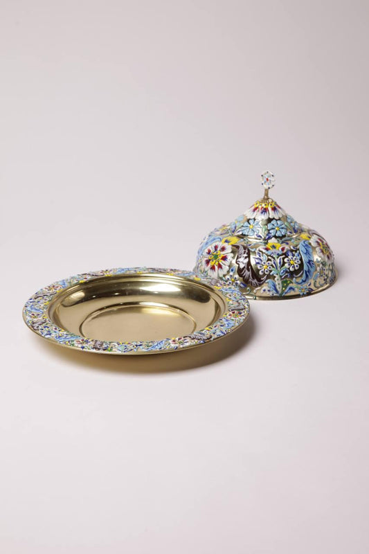 Coloured Metal Tray With Cover - Size Medium