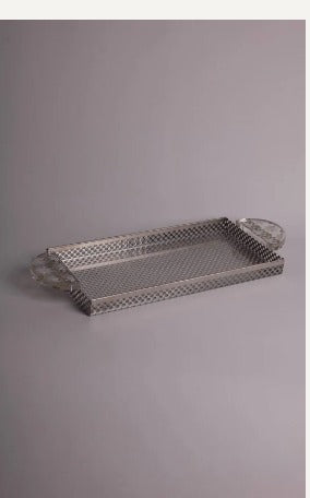 Rectangular metal tray with half Plexiglas with yellow stars holder