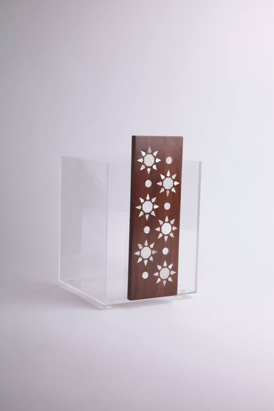 Acrylic Trash Bin Msadaf Wooden Pattern Star