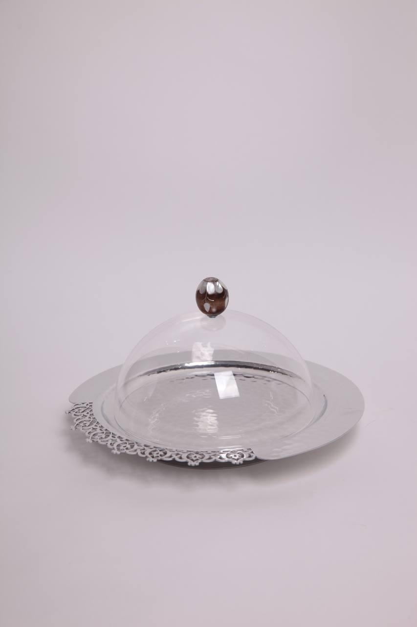 Round Metal Lace Tray With Msadaf Plexiglass Cover: Size Big
