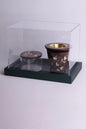 Msadaf  Wooden Incense Burner With Acrylic Round Storage Box Top Wooden With Plexi box