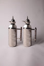 Msadaf Wooden Handle Silver Material Flask Set