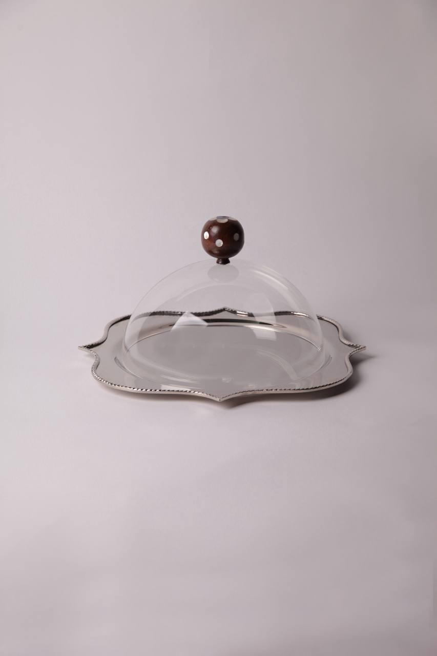 Silver Tray With Cover Handle Msadaf Wooden Ball