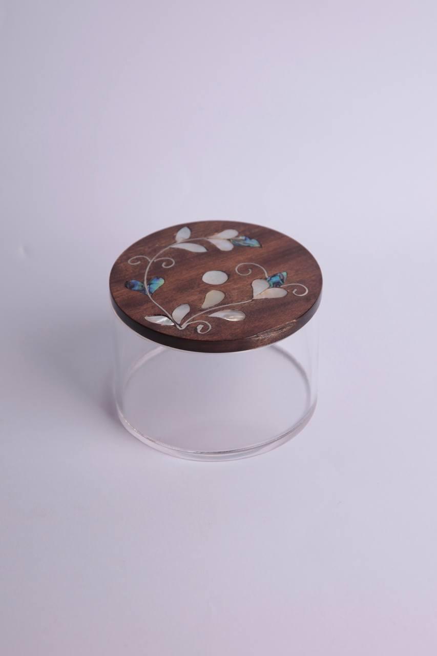 Acrylic Round Storage Box & Wooden Msadaf Top