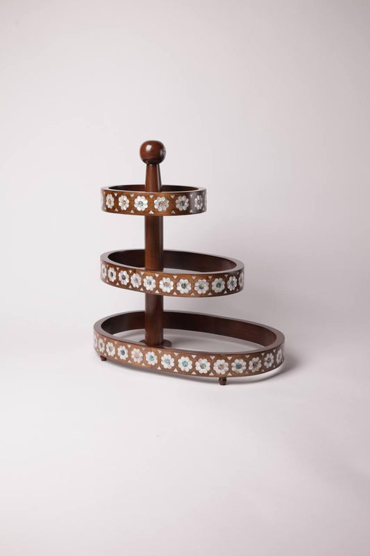 Msadaf wooden multi levels trays with Plexiglas base