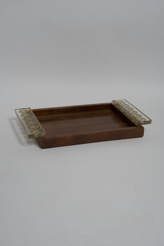Wooden Tray With Msadaf  Plexiglass Handle Size : Large