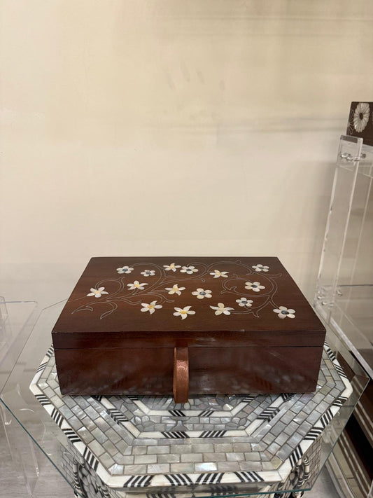 Square Wooden Msadaf Box (Flower Pattern