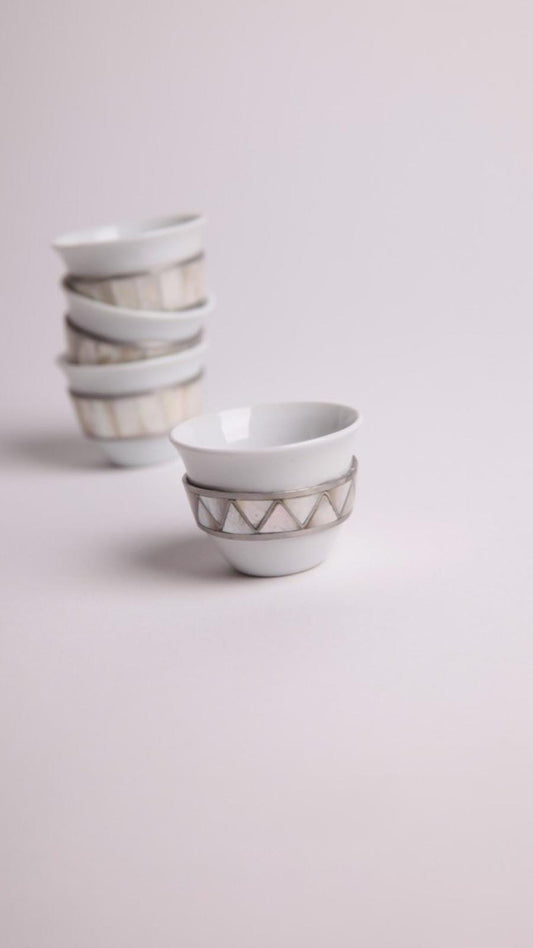 coffee cups set with msadaf triangle line pattern - (12pcs)