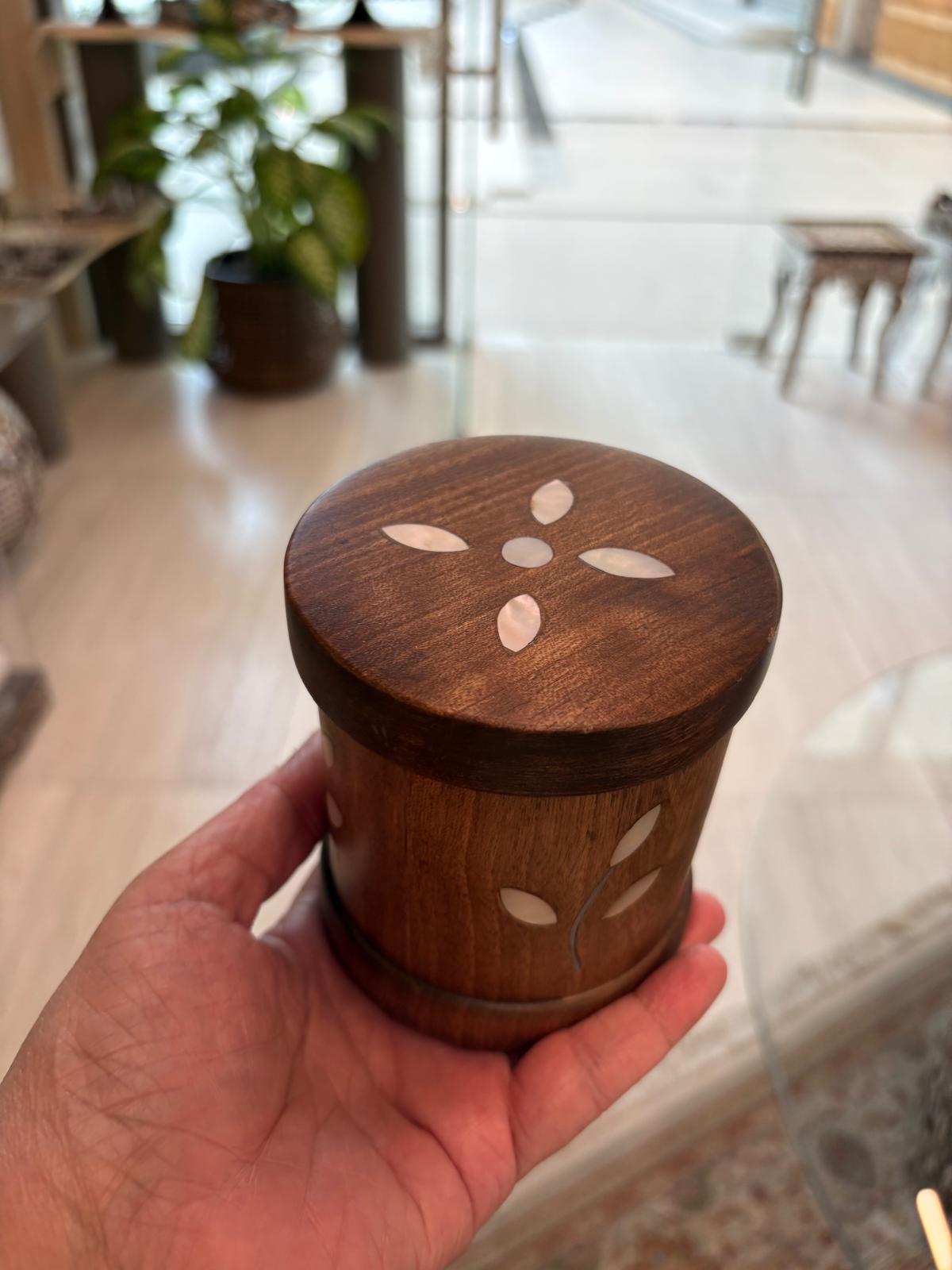 Msadaf Wooden Box Round