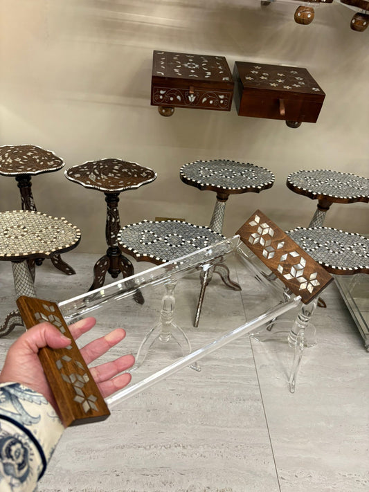 Acrylic Tray With Handle Msadaf wooden