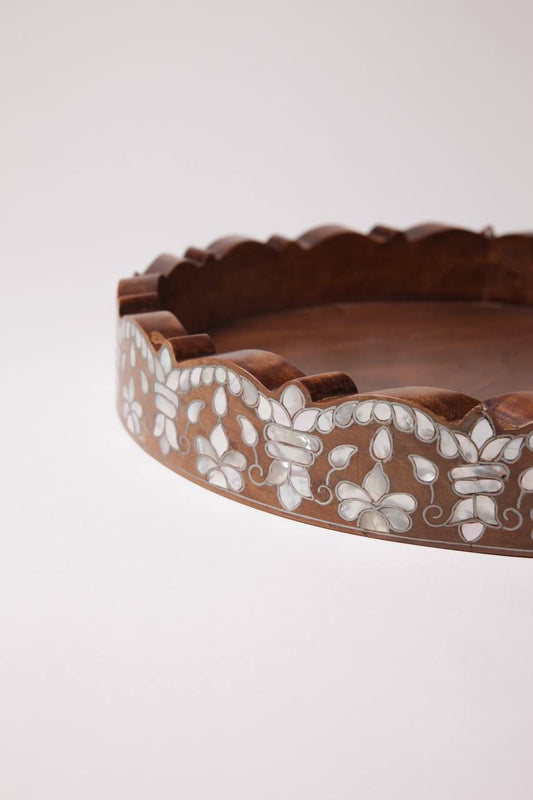 Msadaf Wooden Tray Round Big