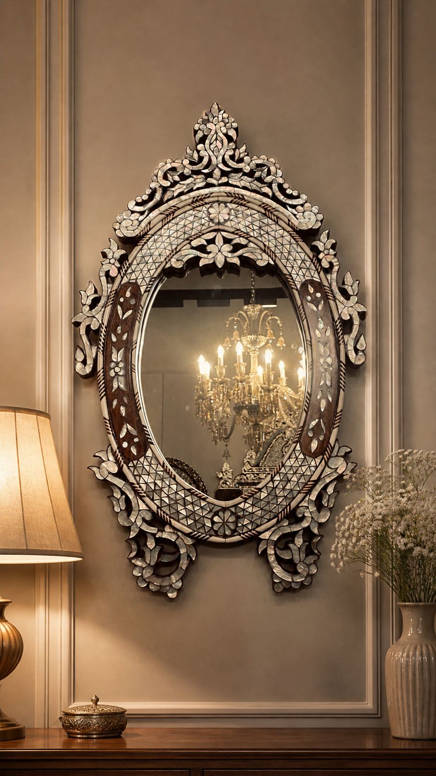 Msadaf Wooden Mirror