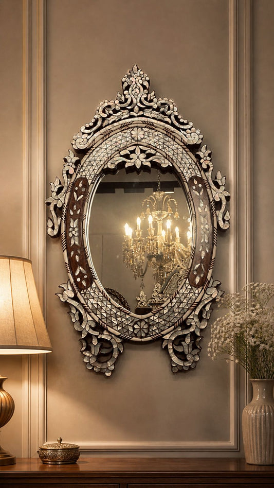 Msadaf Wooden Mirror