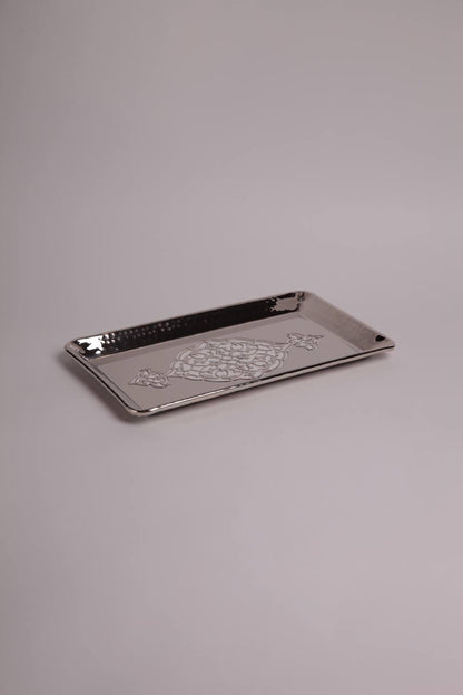 Rectangular Metal Tray With Arbesques Pattern