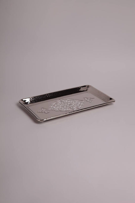 Rectangular Metal Tray With Arbesques Pattern