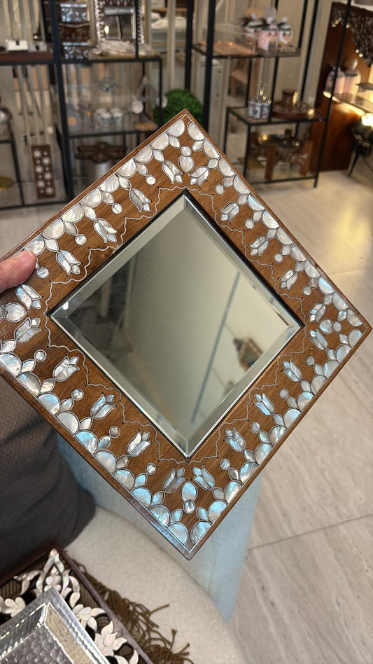 Wooden Msadaf Square Mirror