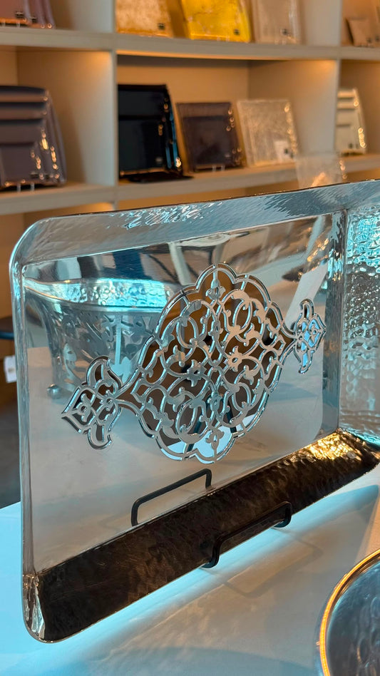 Rectangular Metal Tray With Arbesques Pattern