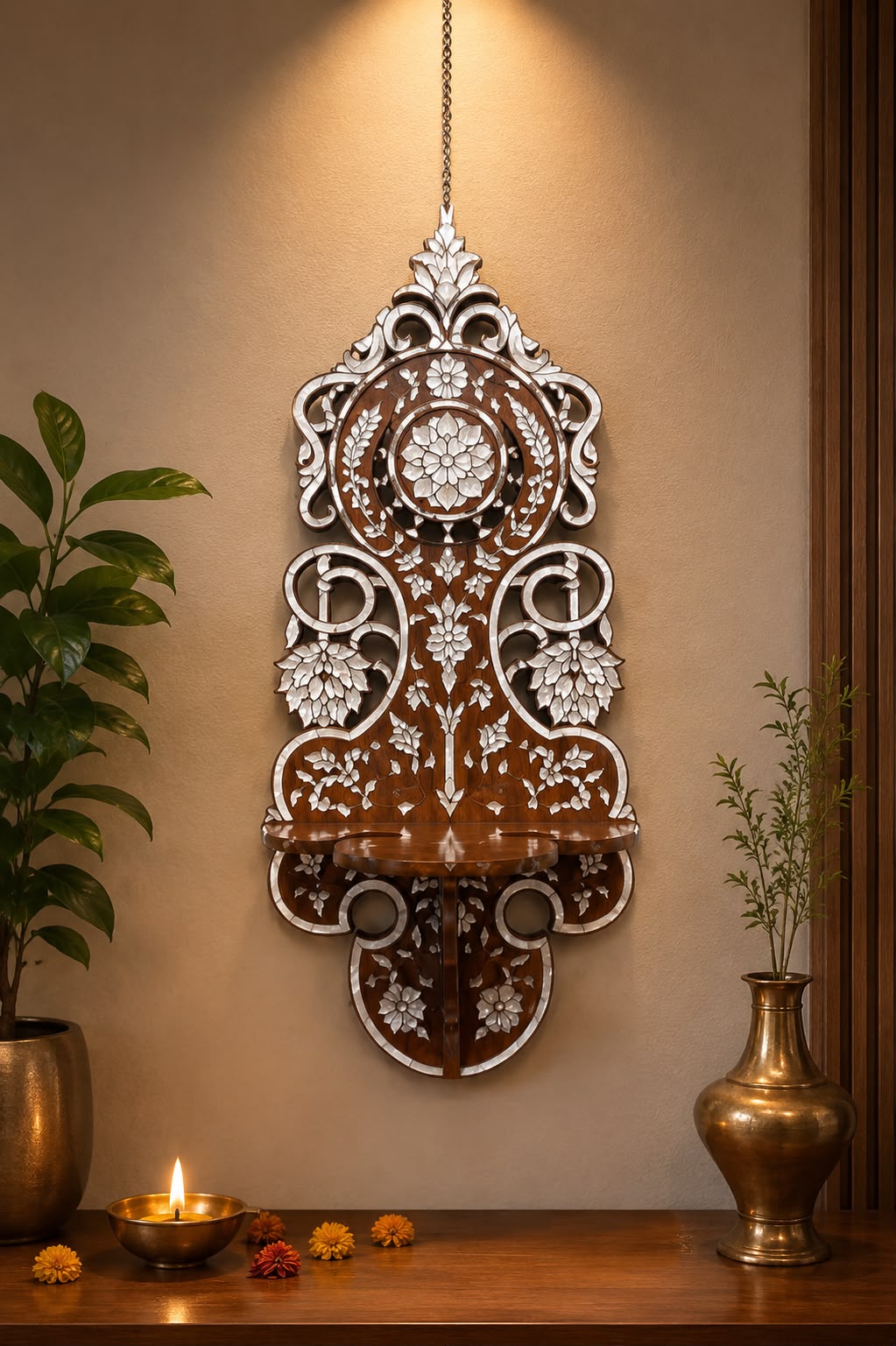 Msadaf Wooden Wall Shelf ( Set Of 2 )