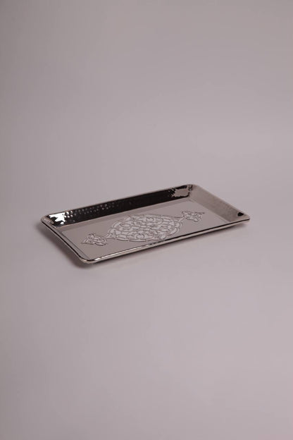 Rectangular  Metal Tray With Arabesques Pattern