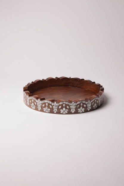 Msadaf Wooden Tray Round Big