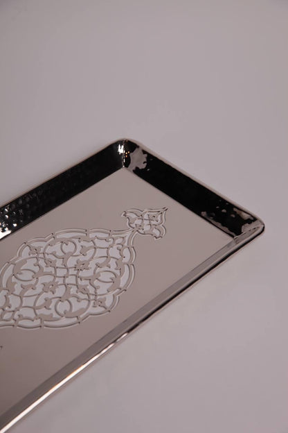 Rectangular Metal Tray With Arbesques Pattern